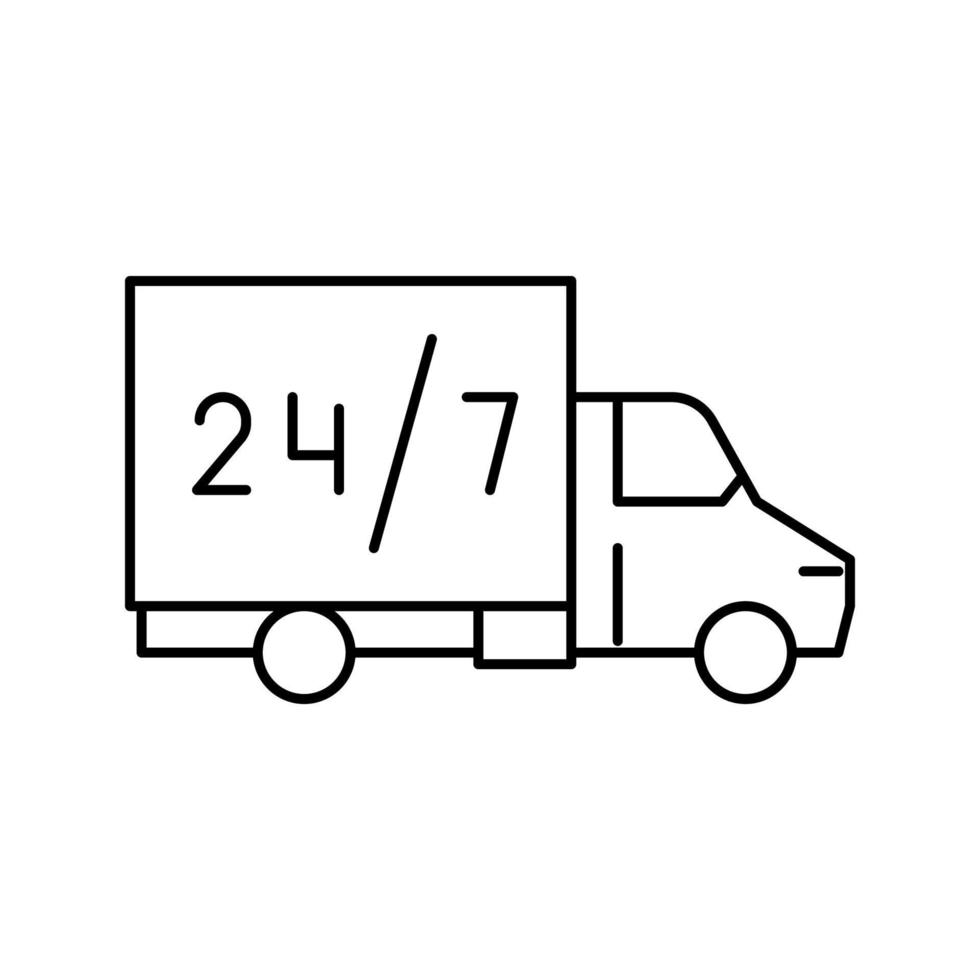 camión alrededor del reloj servicio de envío gratuito línea icono vector ilustración