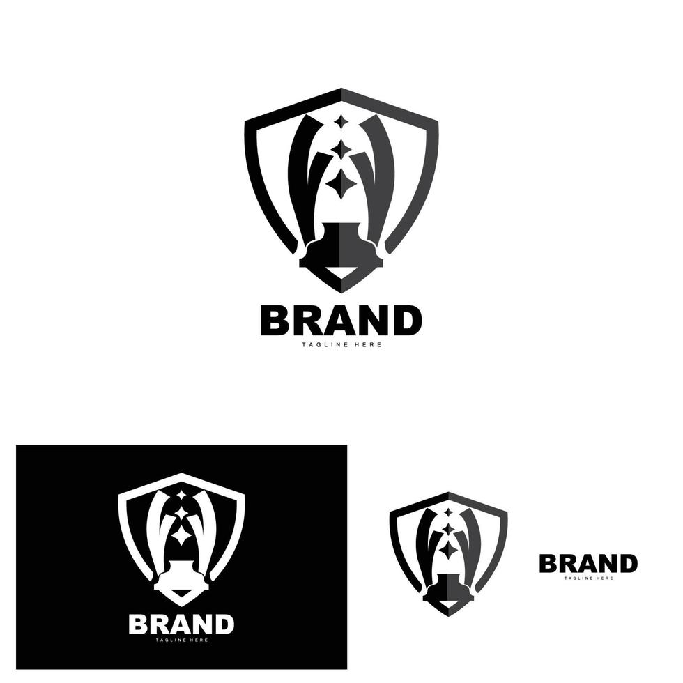 Trophy Logo Design, Award Winner Championship Trophy Vector, Success Brand vector