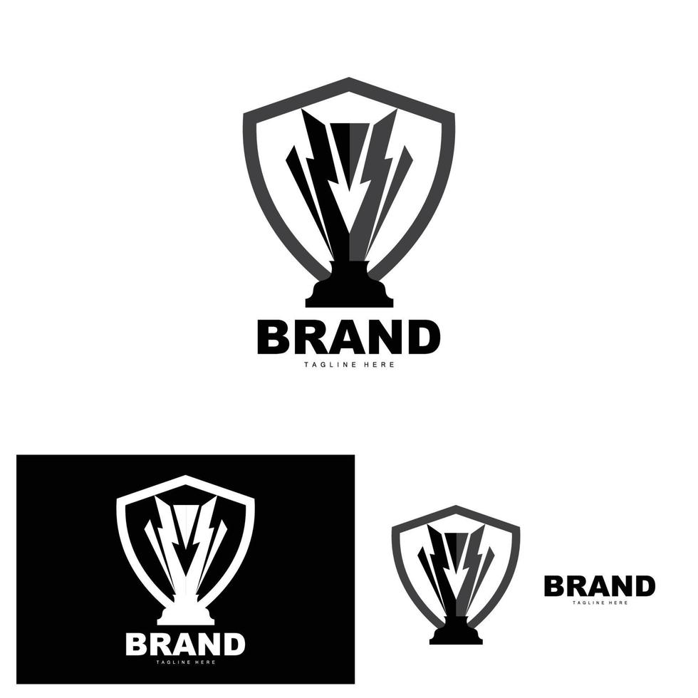 Trophy Logo Design, Award Winner Championship Trophy Vector, Success Brand vector