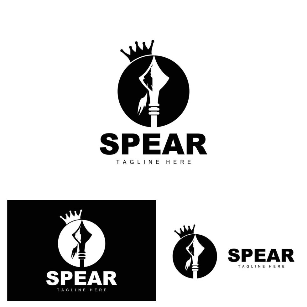 logotipo de lanza, diseño de icono de objetivo de arma de lanzamiento de largo alcance, ilustración de icono de marca de producto y empresa vector