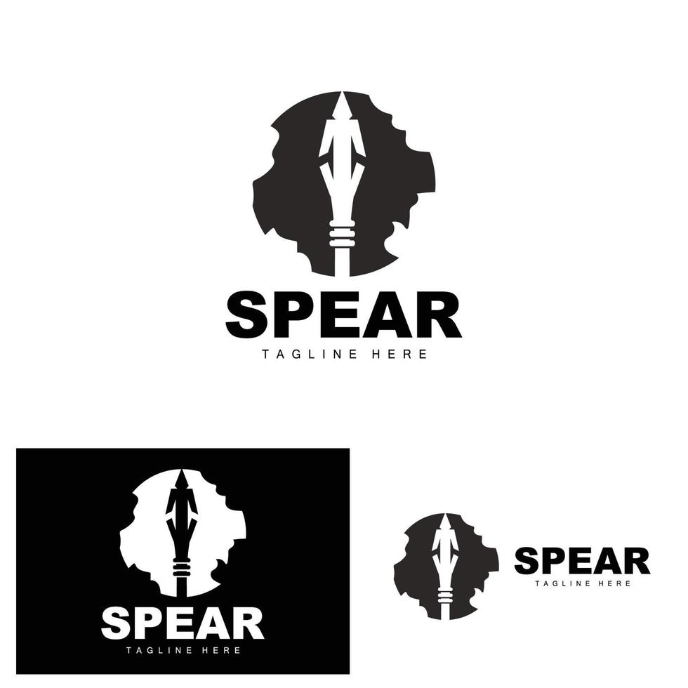 logotipo de lanza, diseño de icono de objetivo de arma de lanzamiento de largo alcance, ilustración de icono de marca de producto y empresa vector