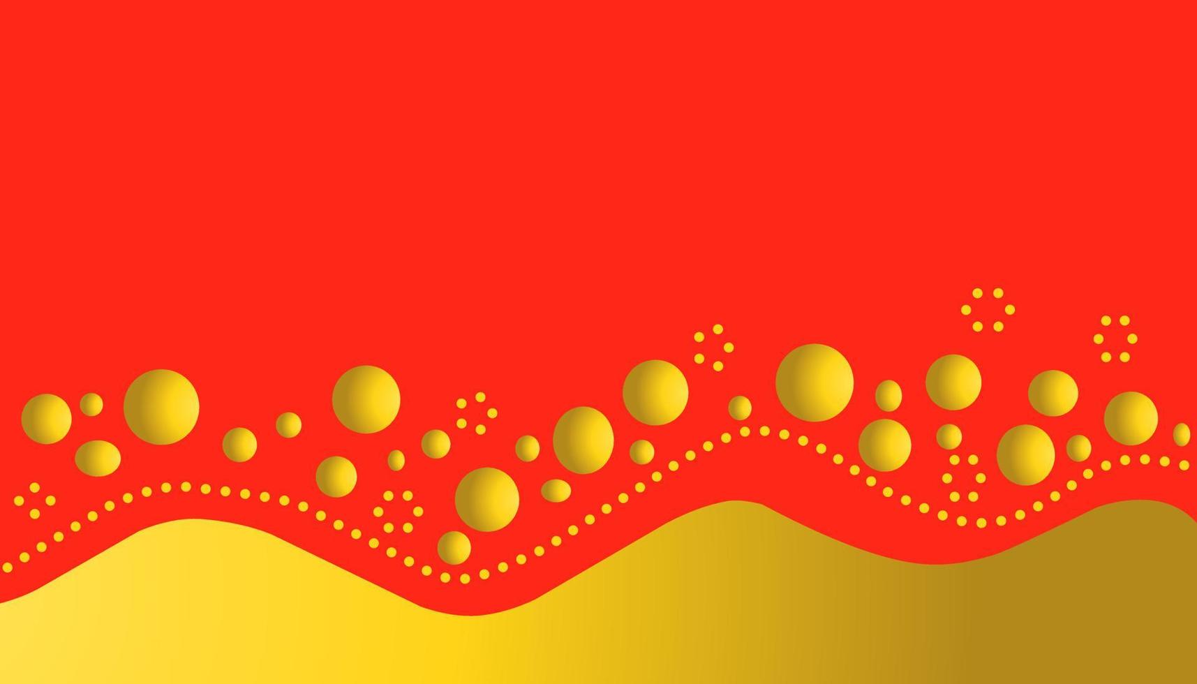 Red background with liquid gold color and balls vector