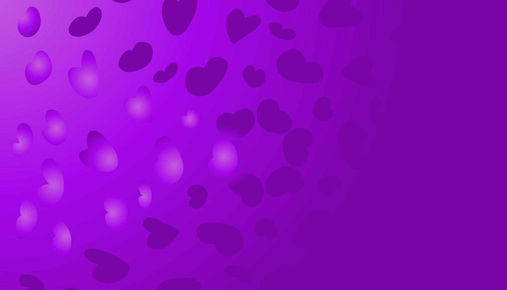 Abstract purple gradient color illustration background with lots of love images vector