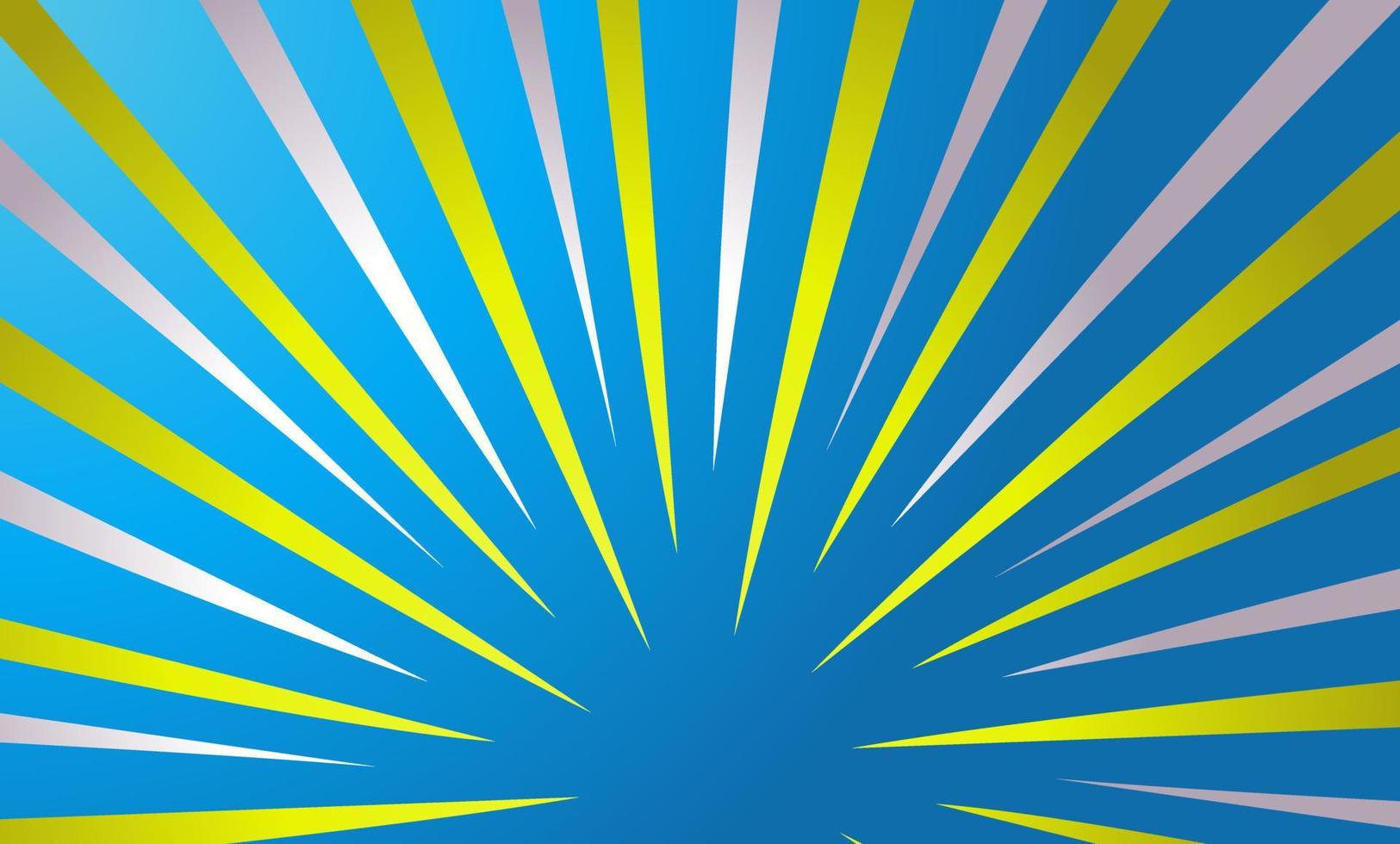 Blue gradient color comic illustration background with white and yellow stripes vector