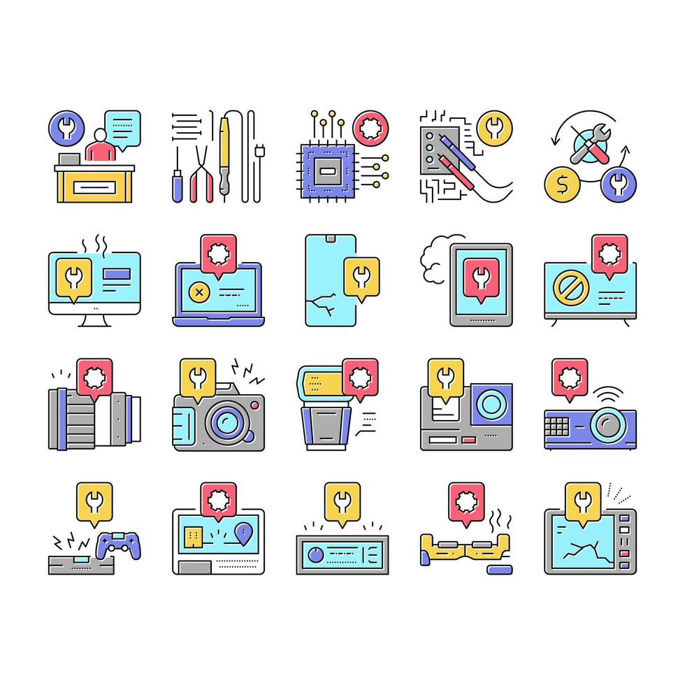 Electronic Repair Collection Icons Set Vector