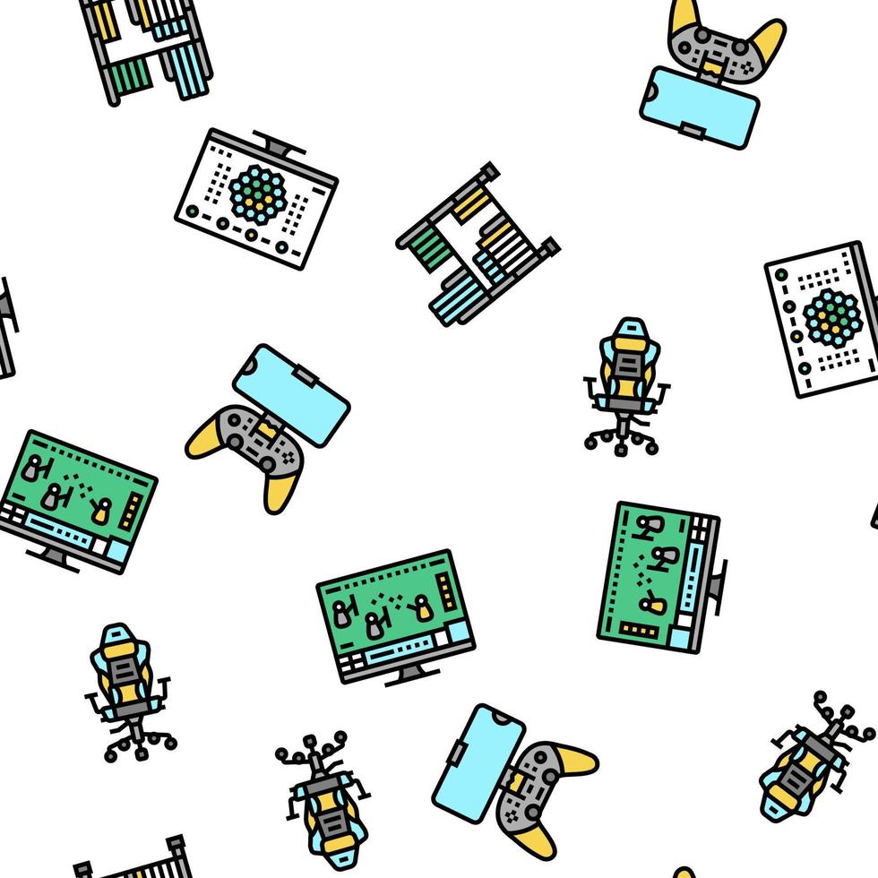 Video Game Electronic And Device vector seamless pattern