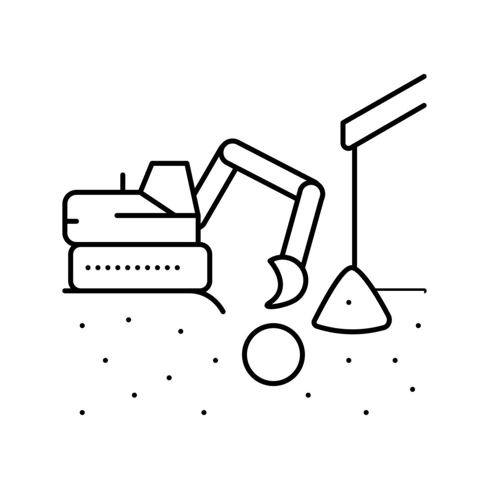 excavation pipe from ground line icon vector illustration