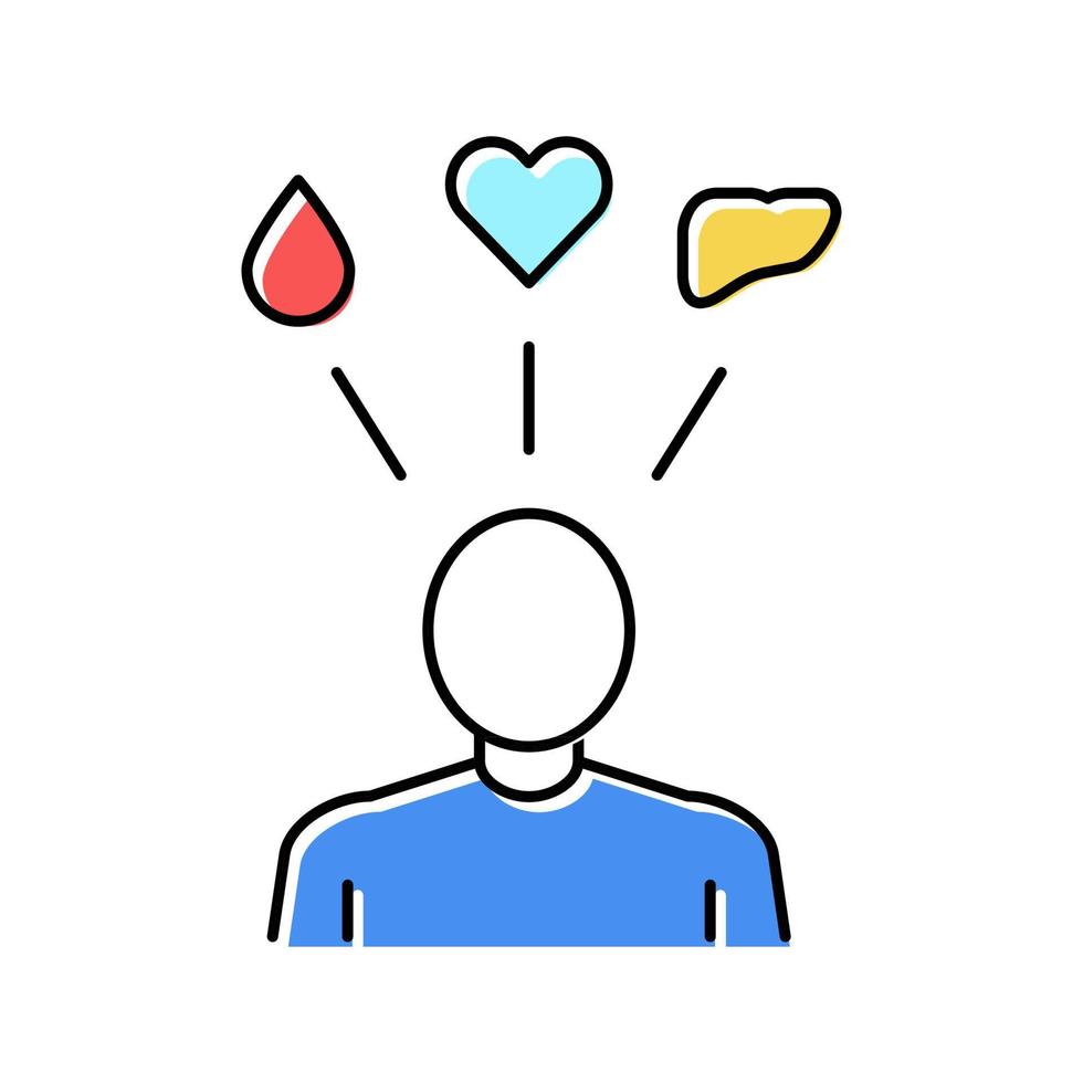 ilustración de vector de icono de color de trasplante de órgano de necesidad humana