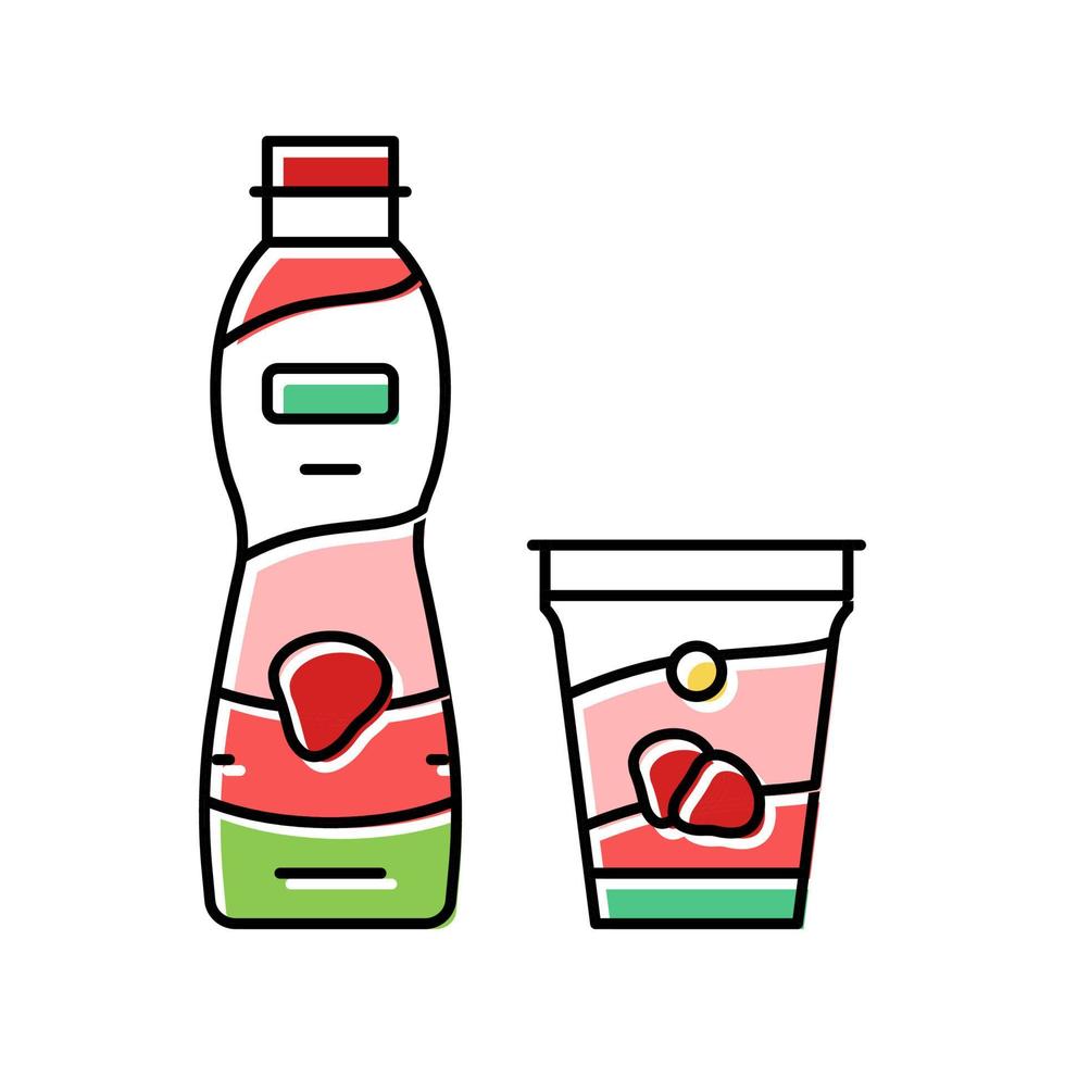 ilustración de vector de icono de color de yogur de fresa