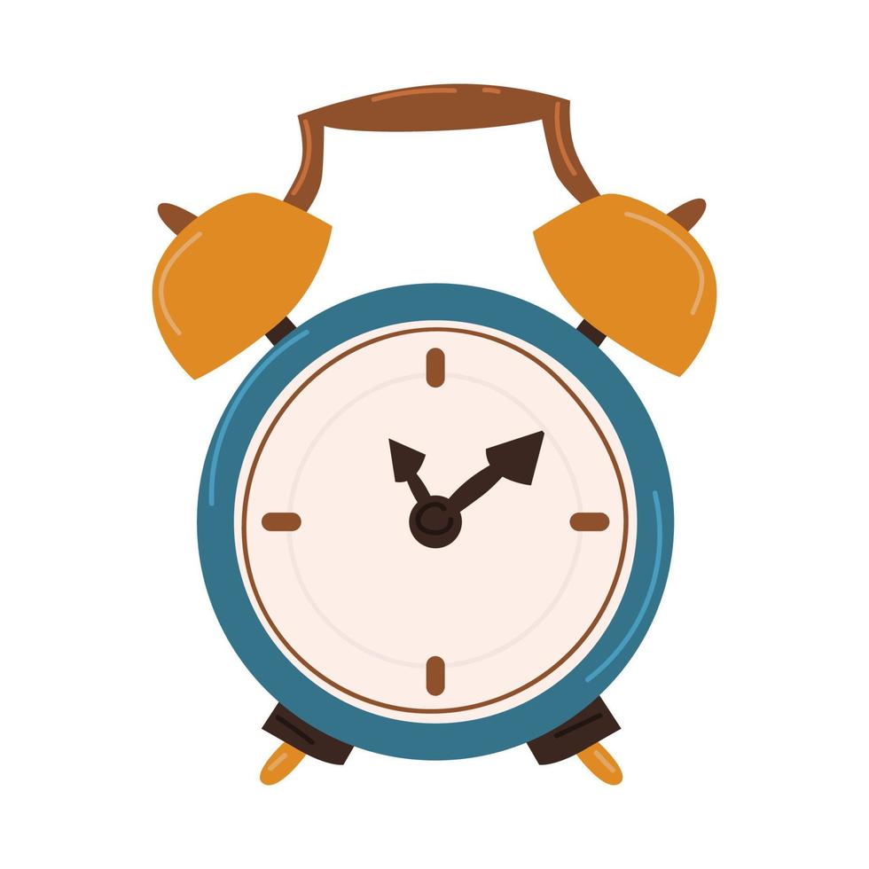 Alarm clock wake-up time isolated on background in flat style. Vector illustration