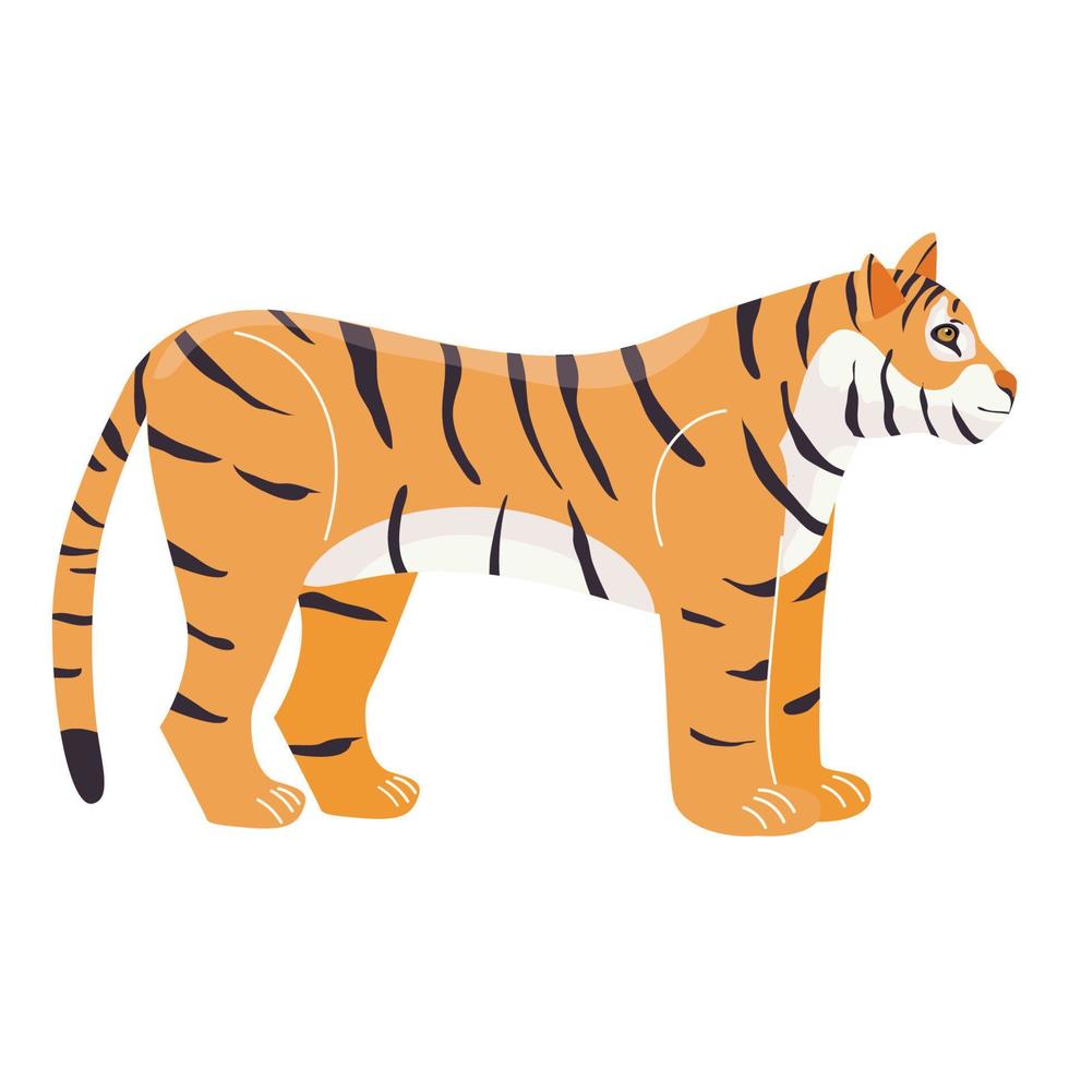 Tiger. The symbol of 2022. Japanese tiger. Animals. Vector illustration in a modern flat style.