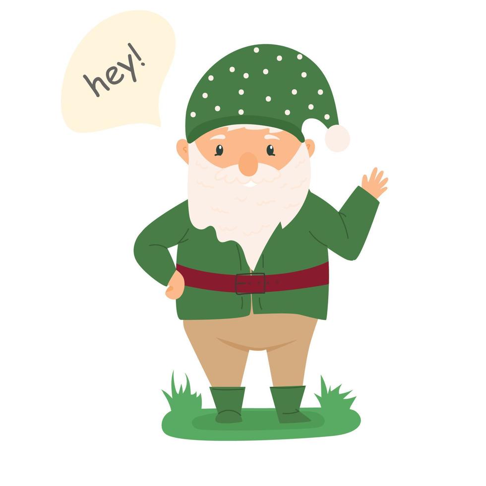Dear gnome. Cartoon character. Forest inhabitant. Protected from misfortune. Mythical hero. For your design. vector