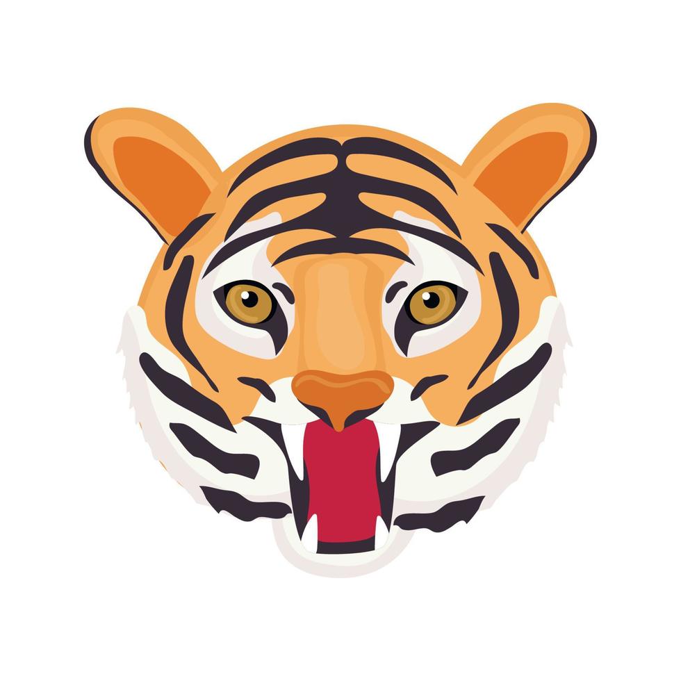 Tiger. The symbol of 2022. Japanese tiger. Animals. Vector illustration in a modern flat style.