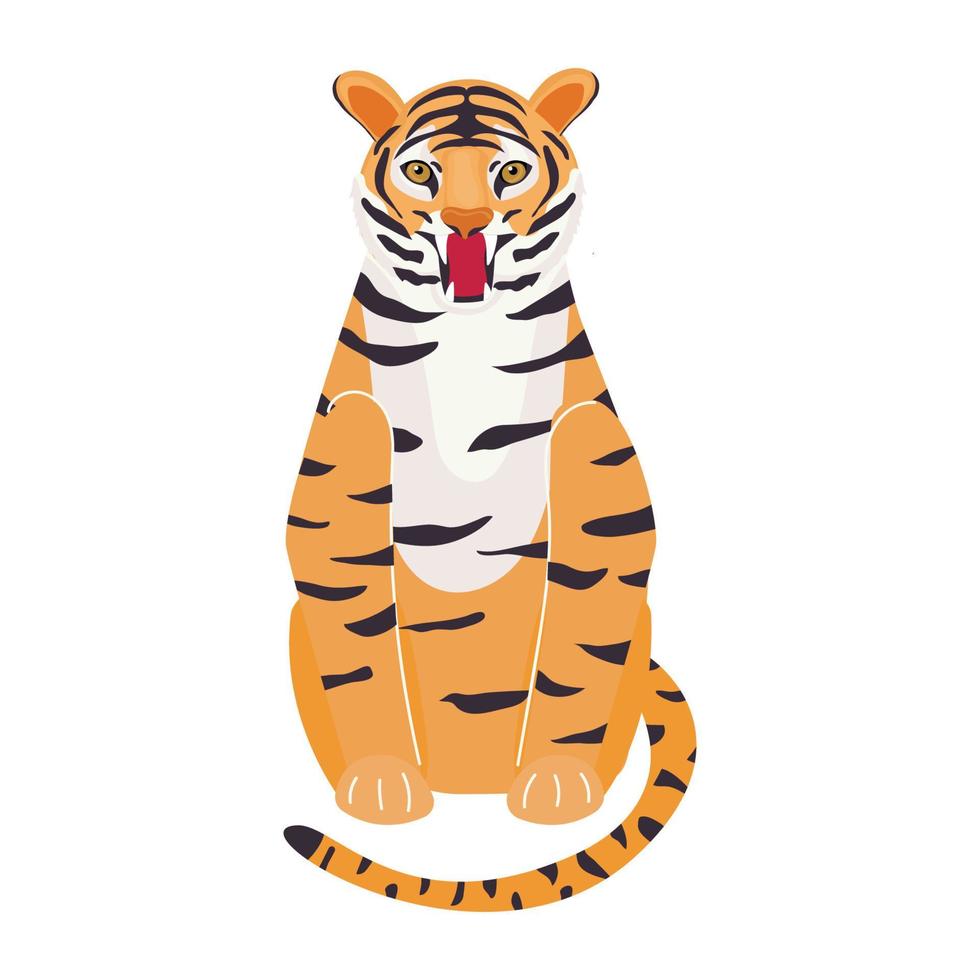 Tiger. The symbol of 2022. Japanese tiger. Animals. Vector illustration in a modern flat style.