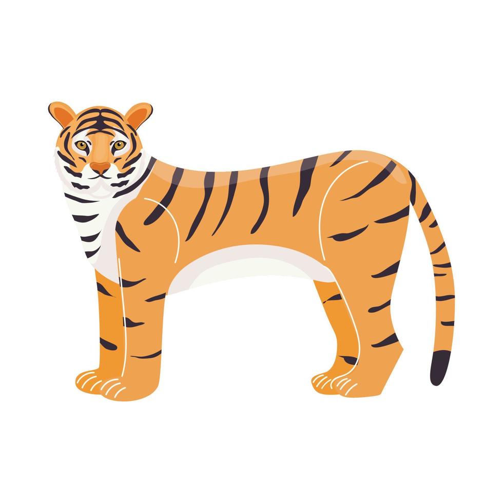 Tiger. The symbol of 2022. Japanese tiger. Animals. Vector illustration in a modern flat style.