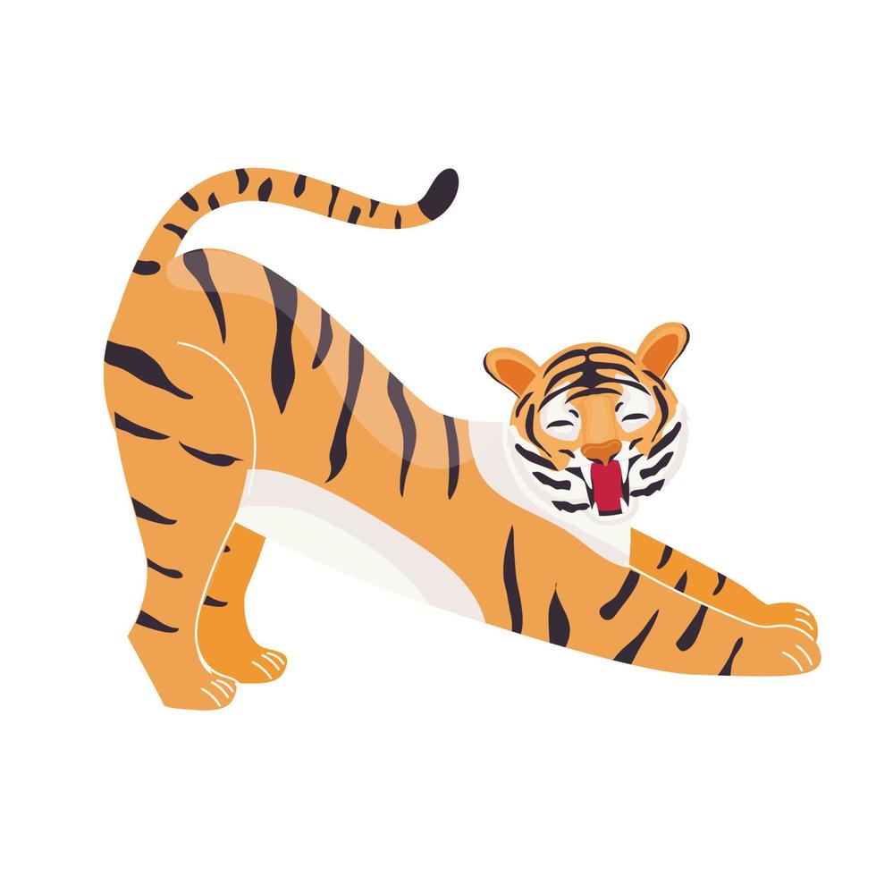 Tiger. The symbol of 2022. Japanese tiger. Animals. Vector illustration in a modern flat style.