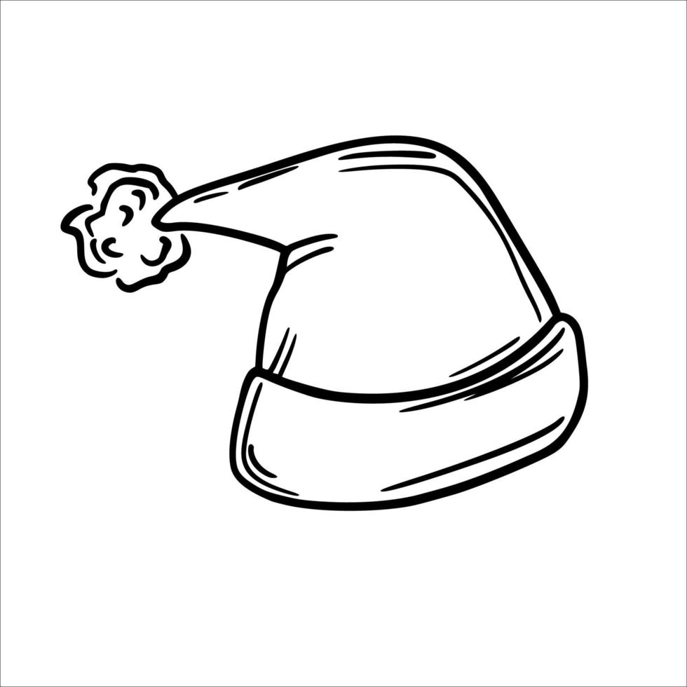 Cap. Warm winter clothes. Vector illustration in sketch style. Knitted hat.