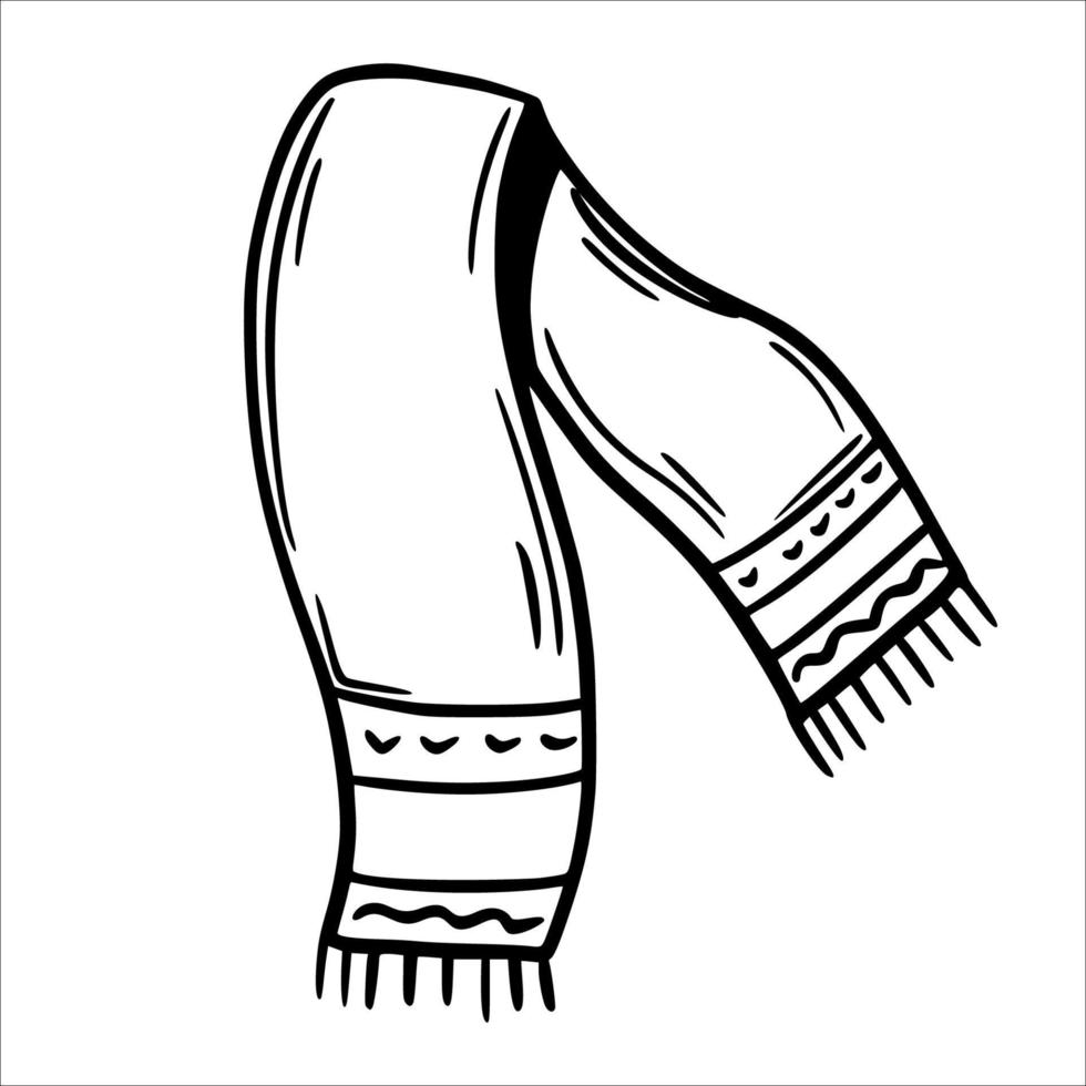 Scarf. Warm winter clothes. Vector illustration in sketch style. Knitted scarf.