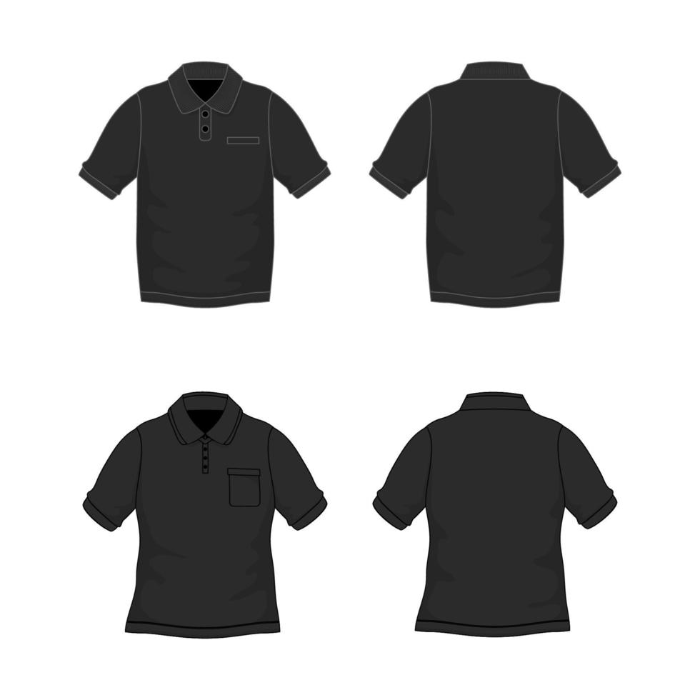 Outline Polo Black Template Mock Up vector