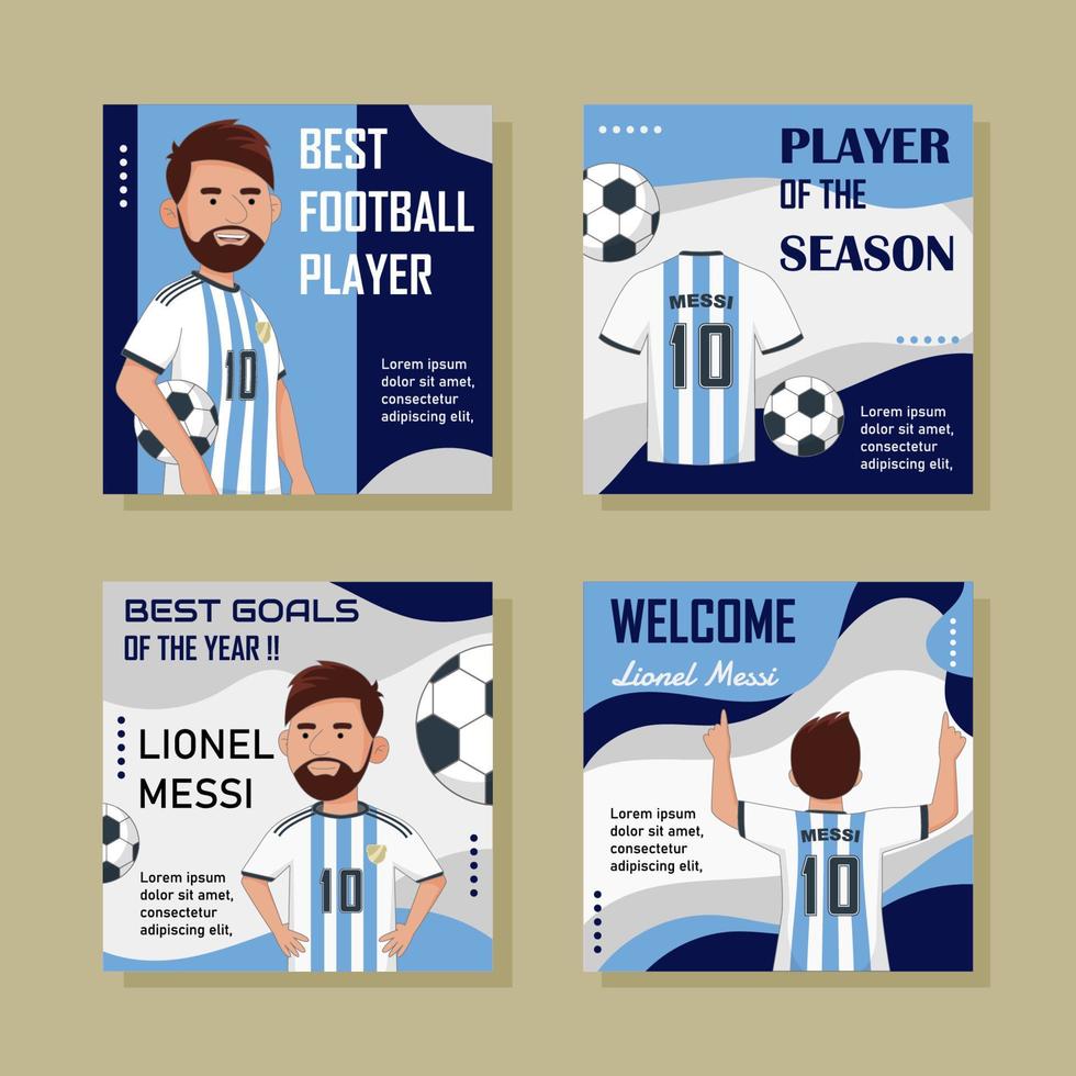 publicación en redes sociales de lionel messi vector