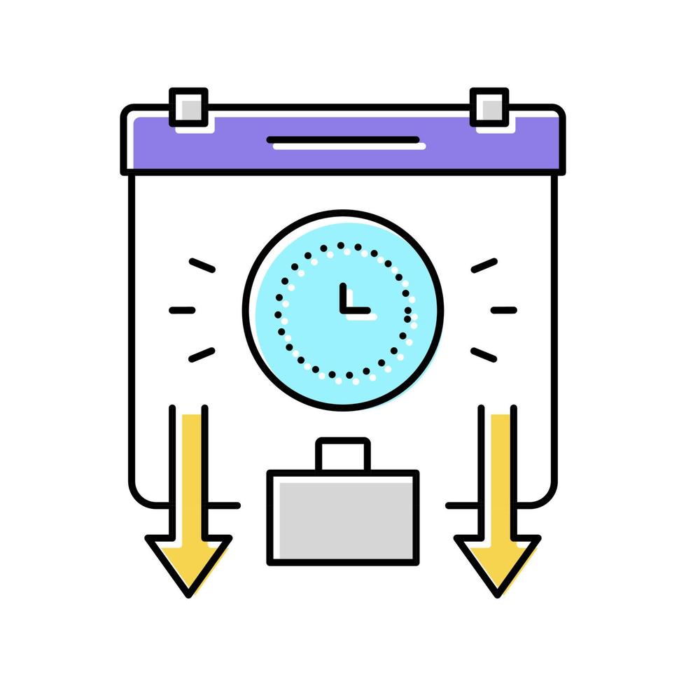 ilustración de vector de icono de color de horario de viaje o trabajo