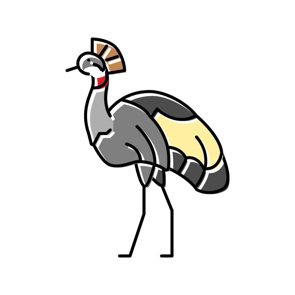 african crowned crane bird exotic color icon vector illustration