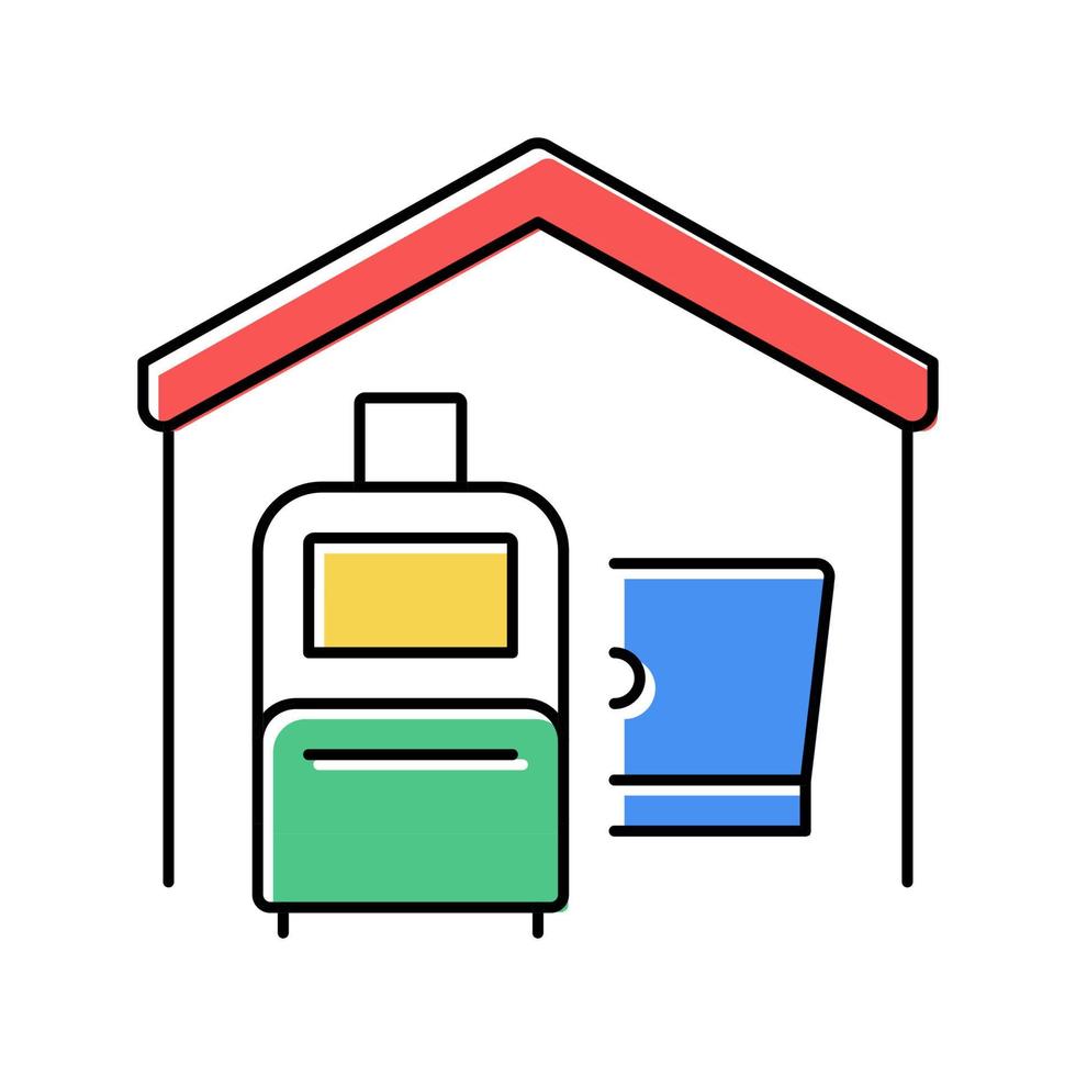 baggage and laptop in house color icon vector illustration