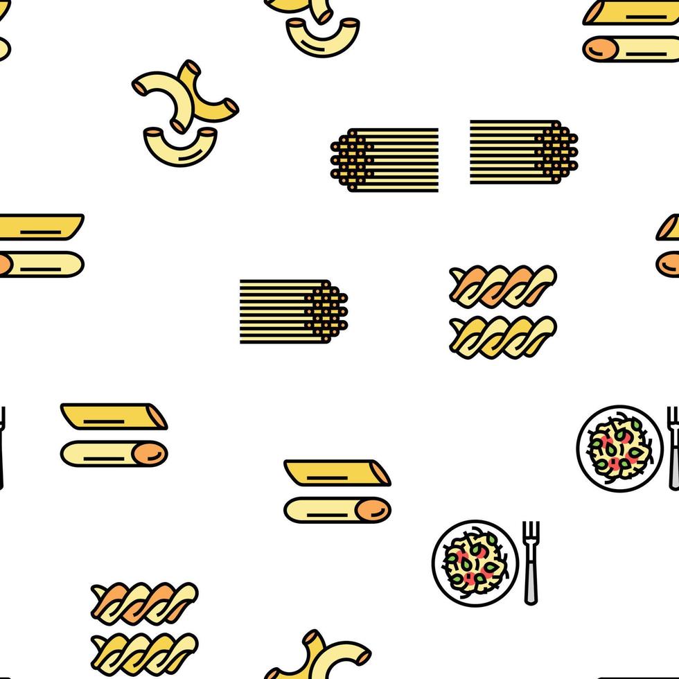 Pasta Delicious Food Meal Cooking vector seamless pattern