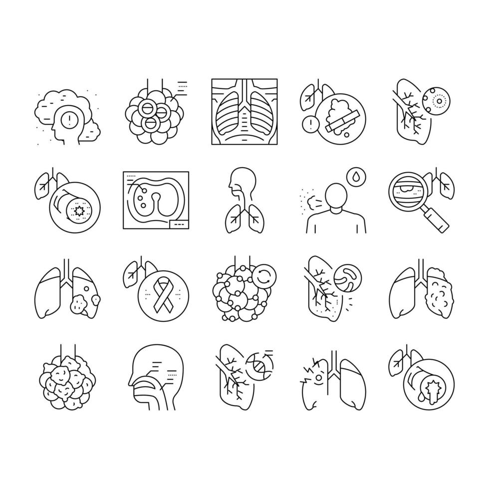conjunto de iconos de colección de enfermedades respiratorias vector