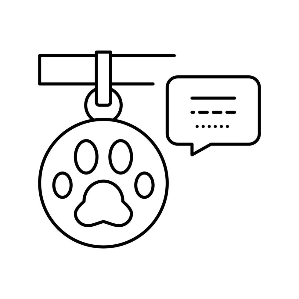 placa de identificación de mascotas con ilustración de vector de icono de línea de información