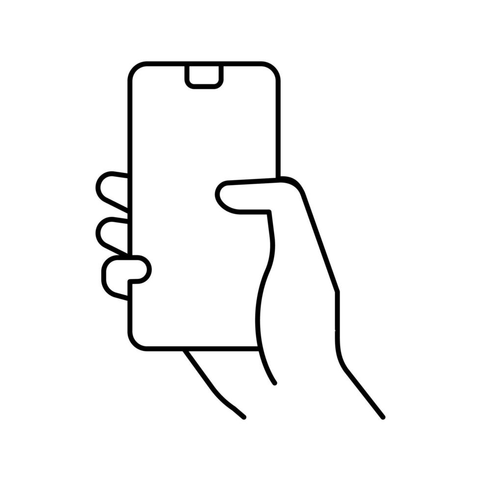 finger swiping on phone screen line icon vector illustration