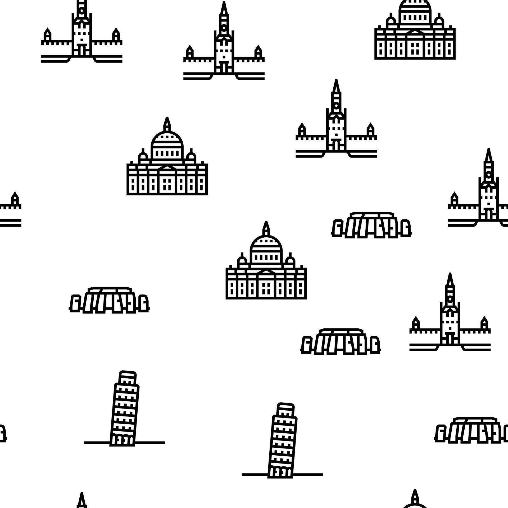 Europe Monument Construction vector seamless pattern 19590212 Vector