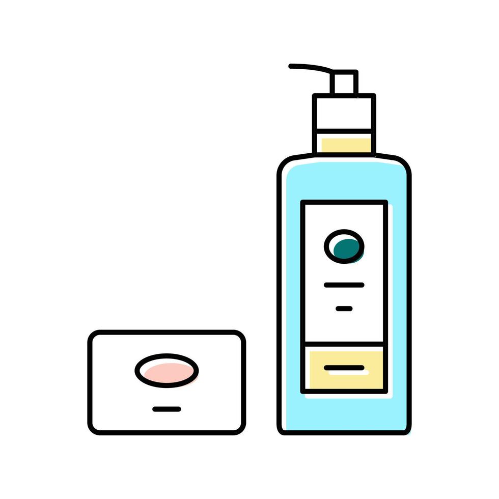 ilustración de vector de icono de color de embalaje de jabón y limpiador de manos