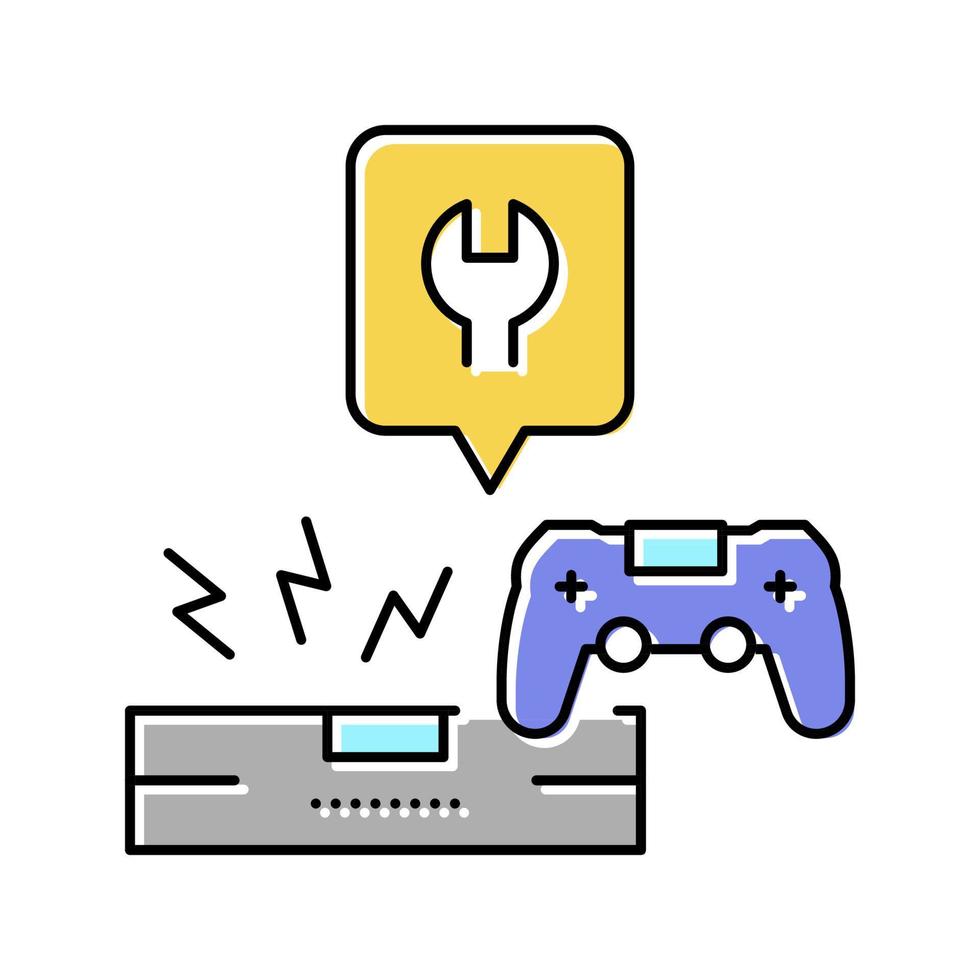 Ilustración de vector de icono de color de reparación de consola de juegos