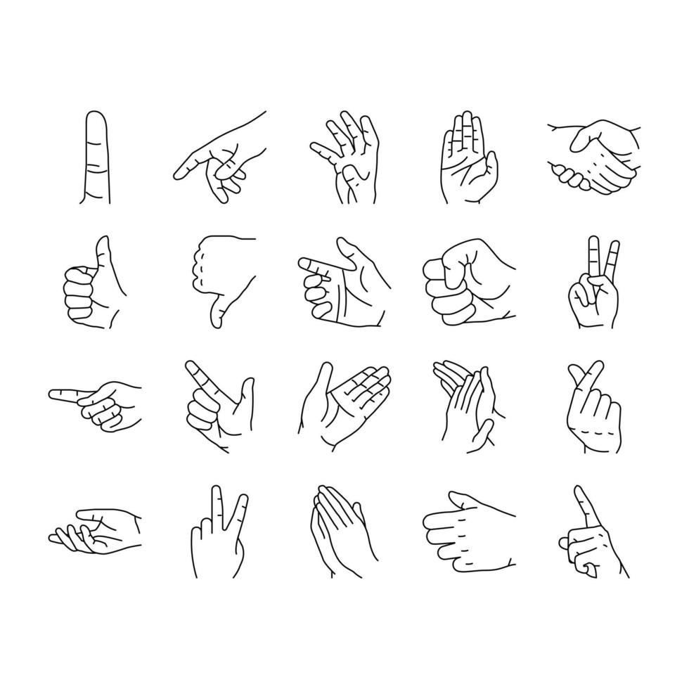 Hand Gesture And Gesticulate Icons Set Vector