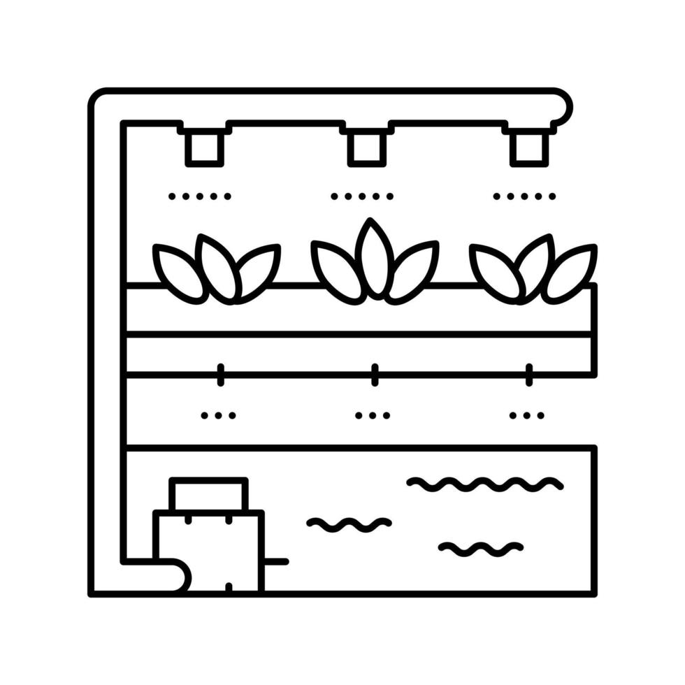 aeroponía sistema de agua riego línea icono vector ilustración