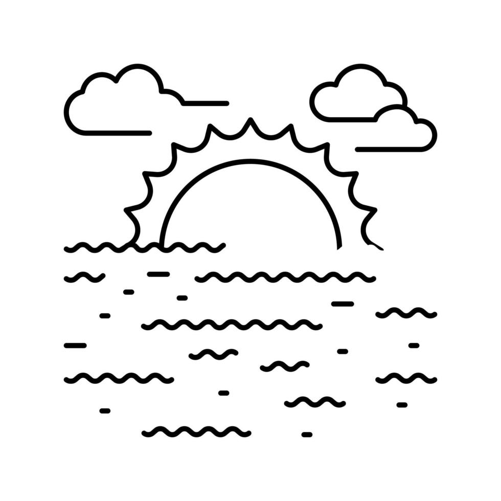 puesta de sol verano línea icono vector ilustración