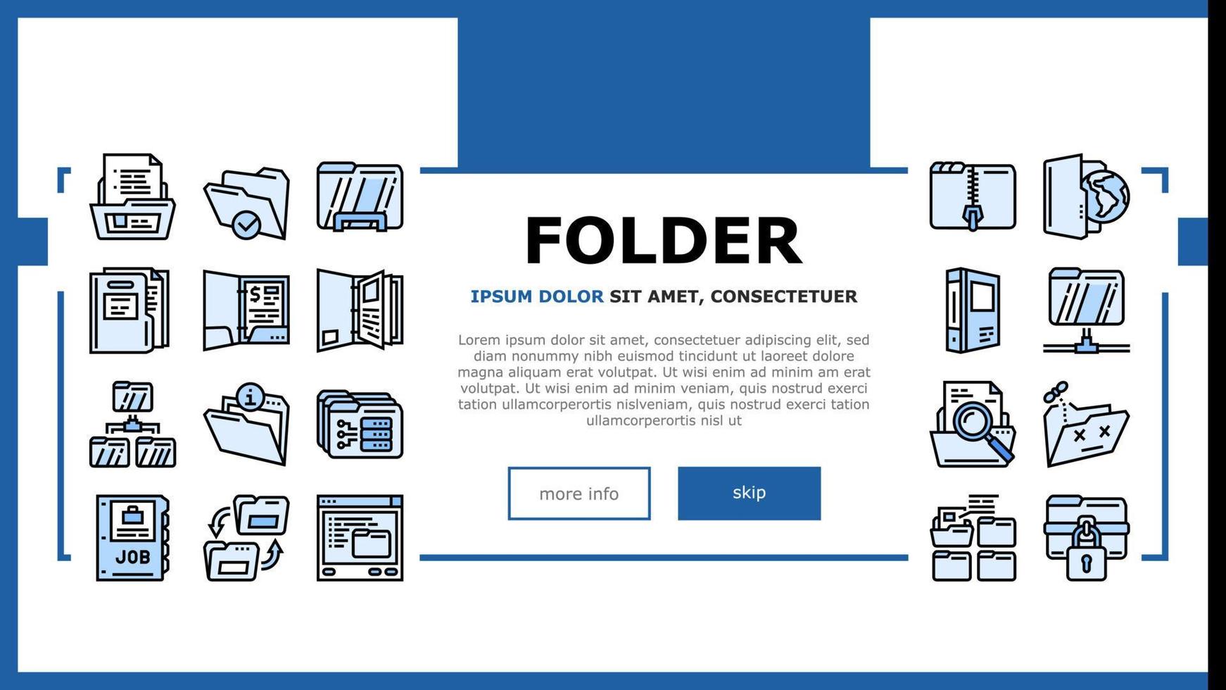 folder paper business file empty landing header vector