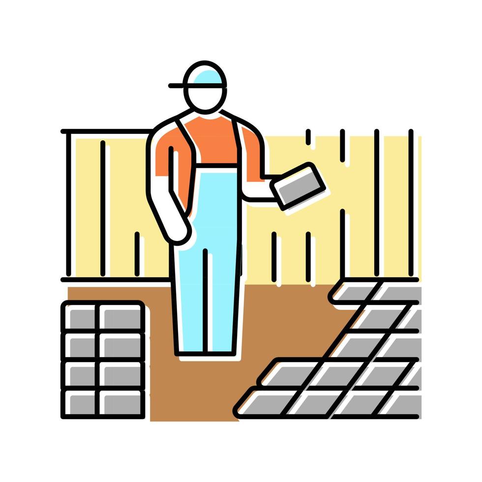 paving garden landscape color icon vector illustration