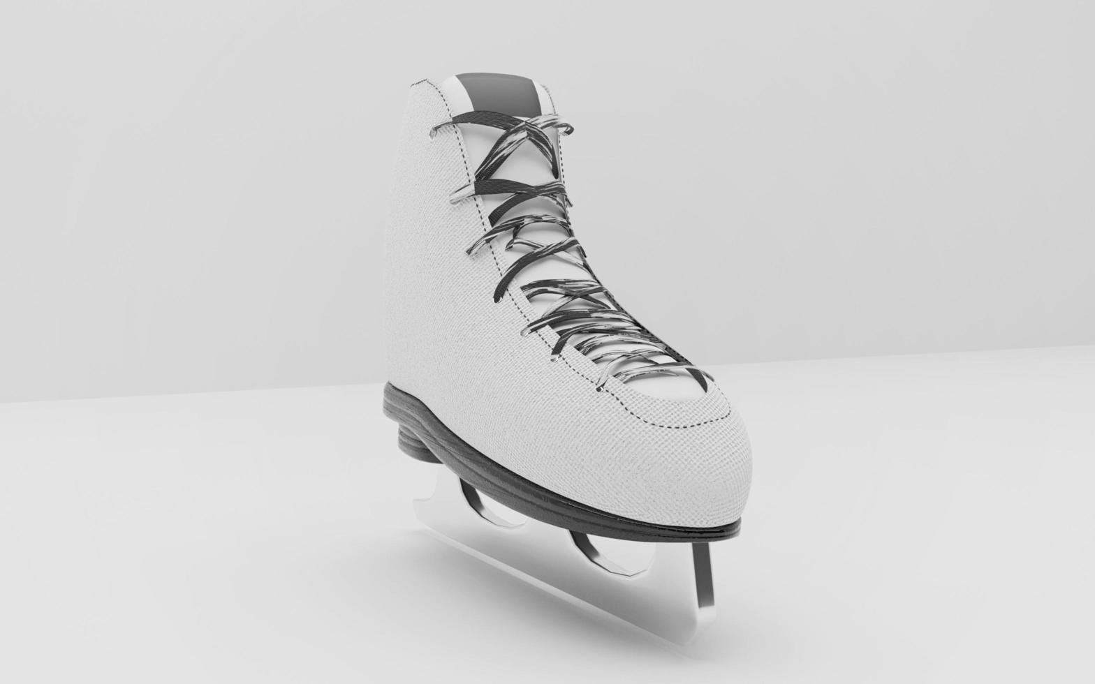 Representación 3D de un par de patines de hielo aislados en el fondo del estudio. vista de fuente foto
