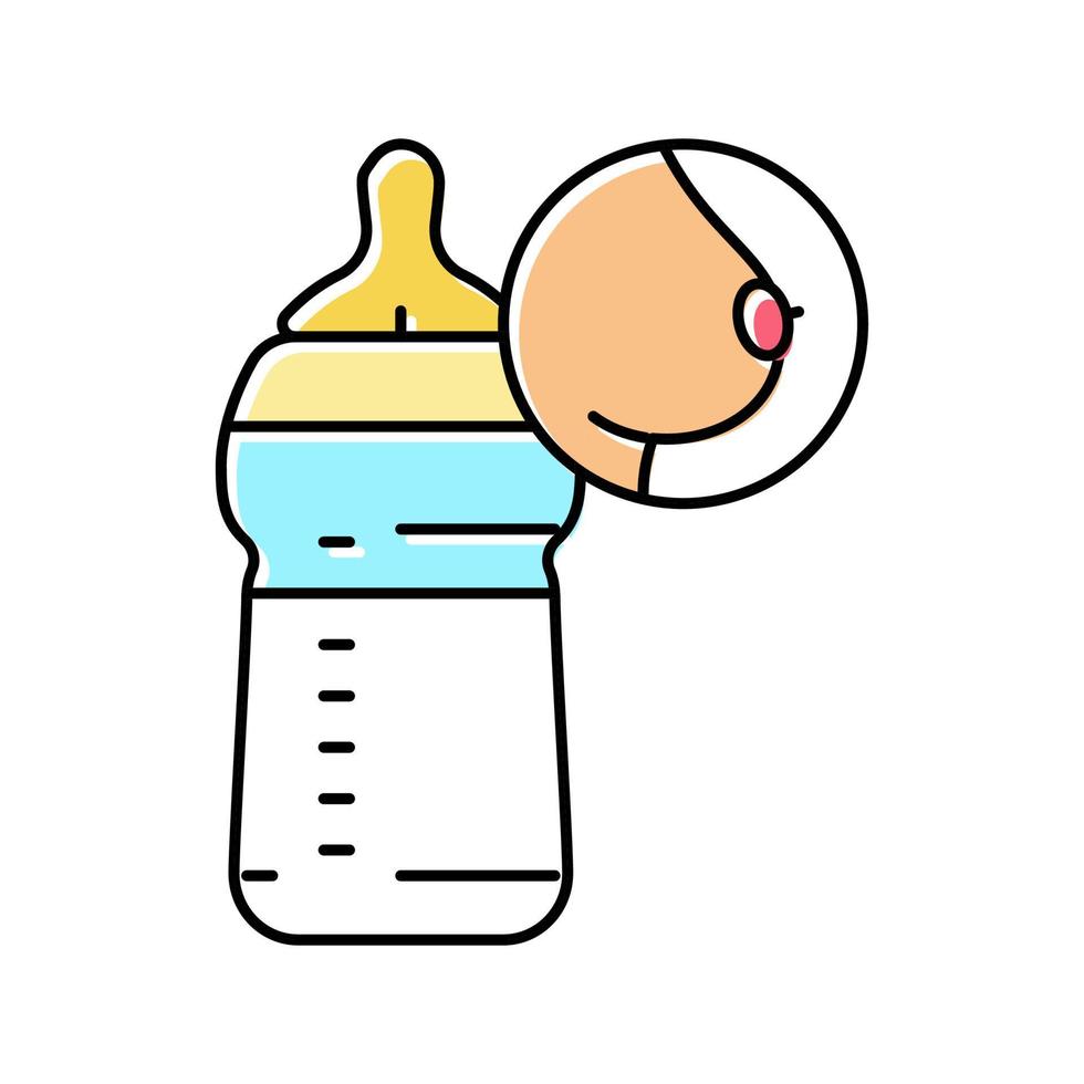 Ilustración de vector de icono de color de alimentación con biberón