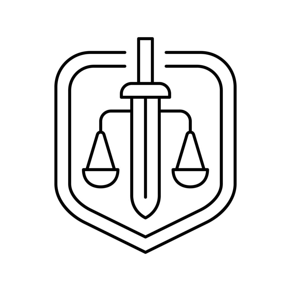 justicia ley línea icono vector ilustración