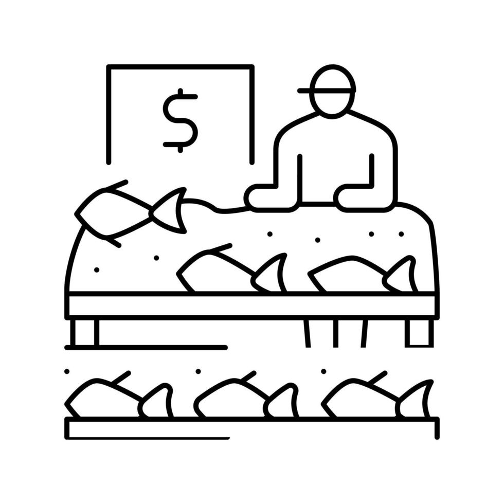 mercado mariscos línea icono vector ilustración