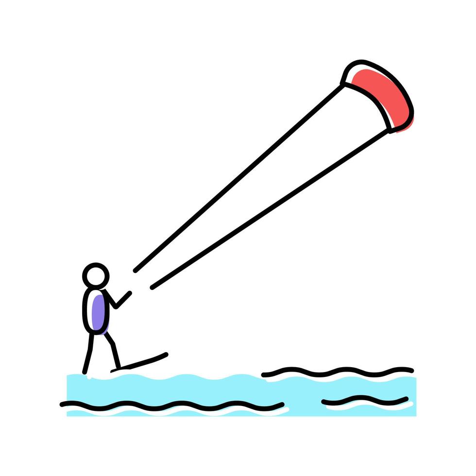 kitesurfing extreme sport color icon vector illustration