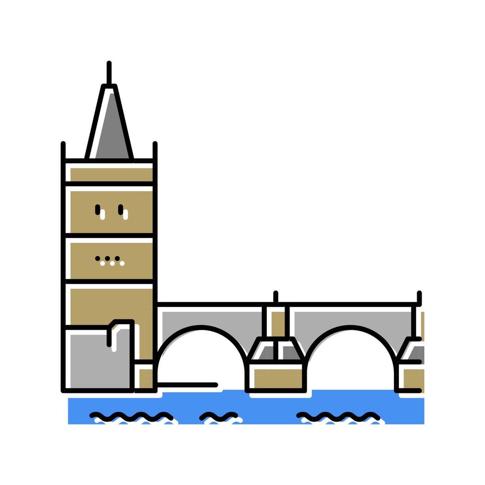 charles bridge color icon vector illustration