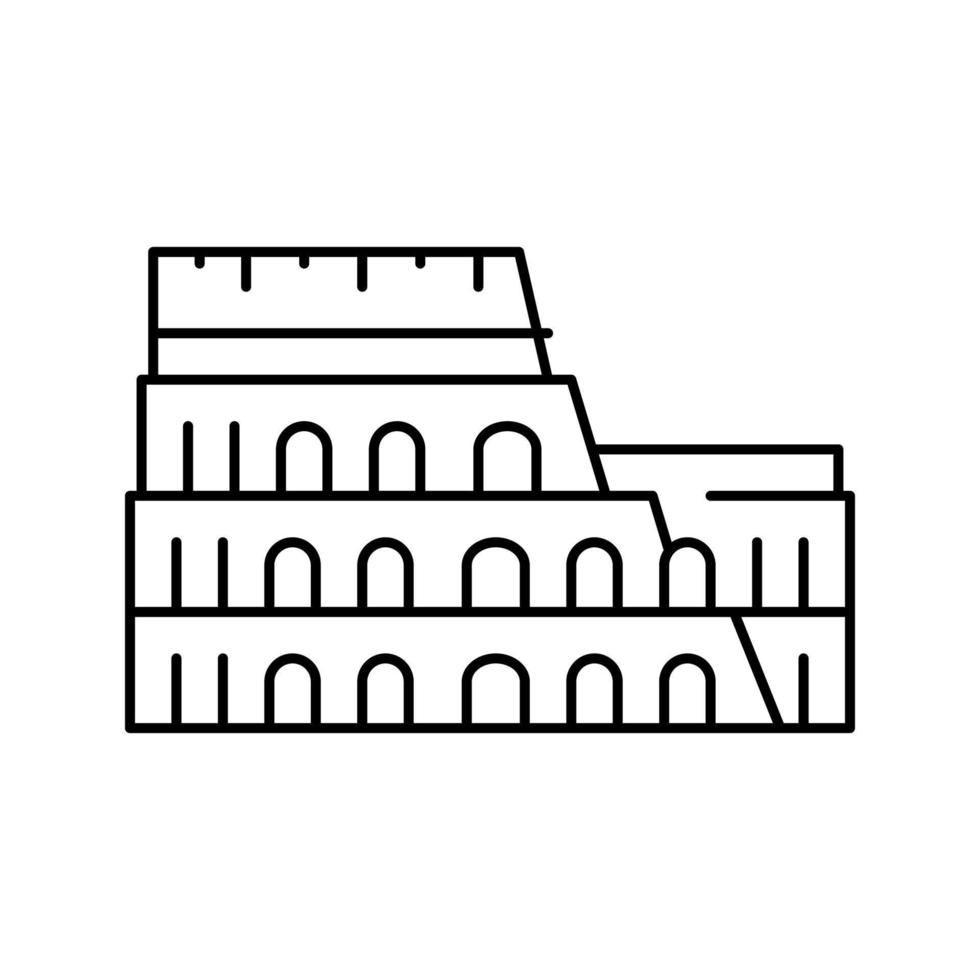 coliseum arena ancient rome building line icon vector illustration