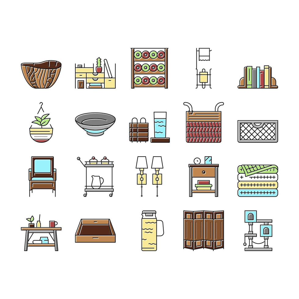 Home Decoration And Furniture Icons Set Vector