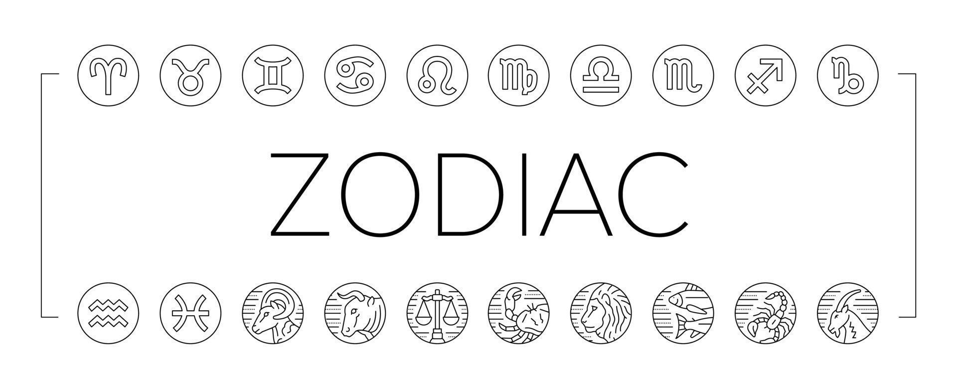 Zodiac Astrological Sign Animal Icons Set Vector