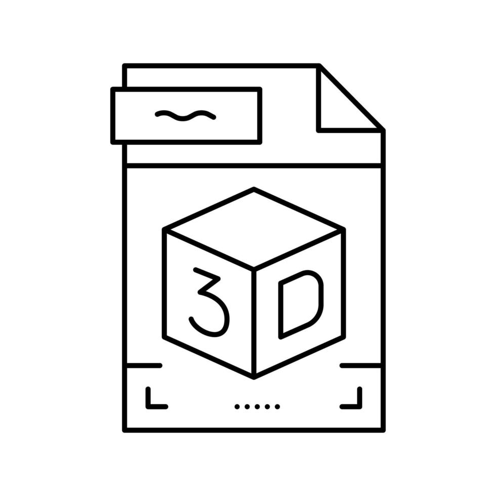 stl archivo 3d línea icono vector ilustración