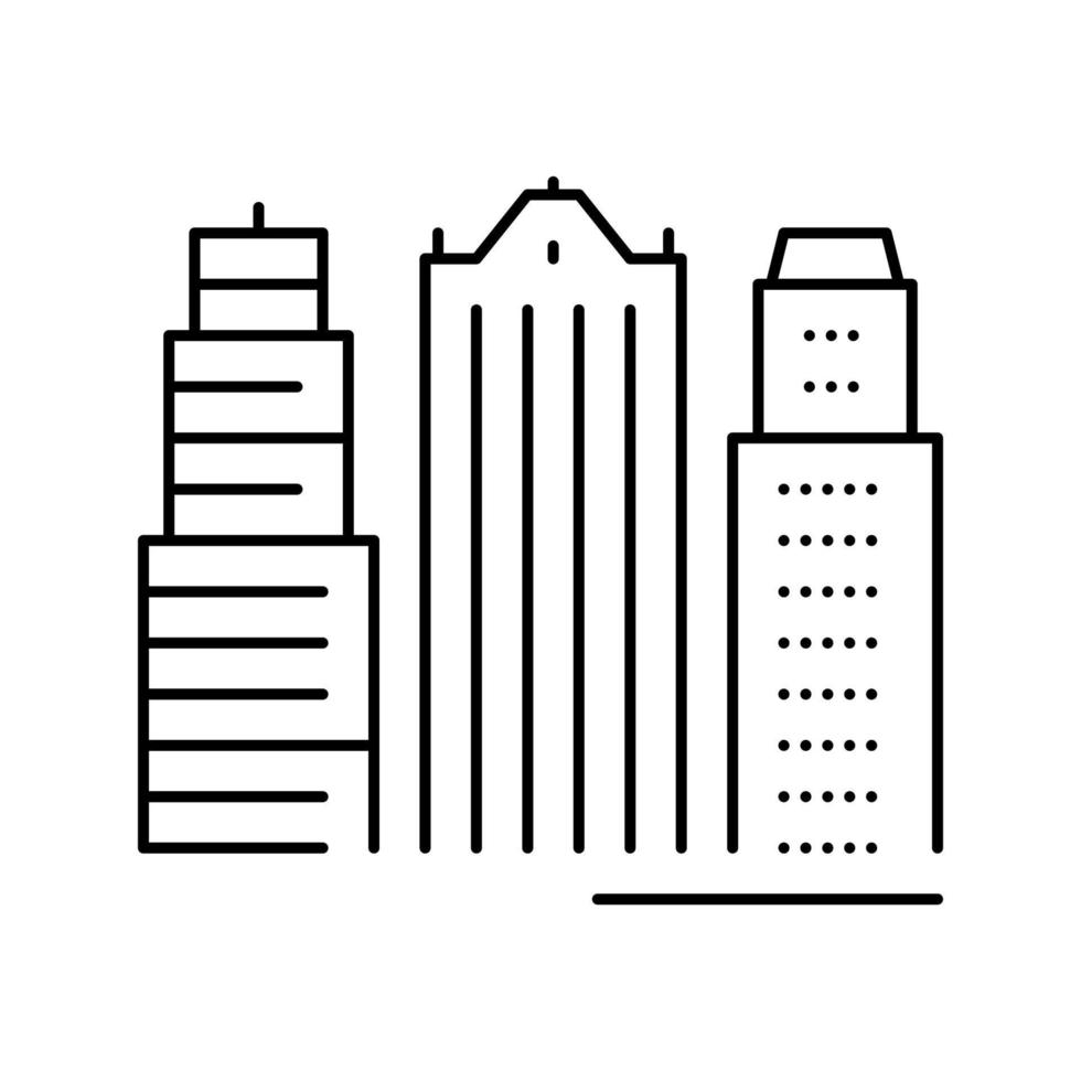 rascacielos centro de negocios edificio línea icono vector ilustración